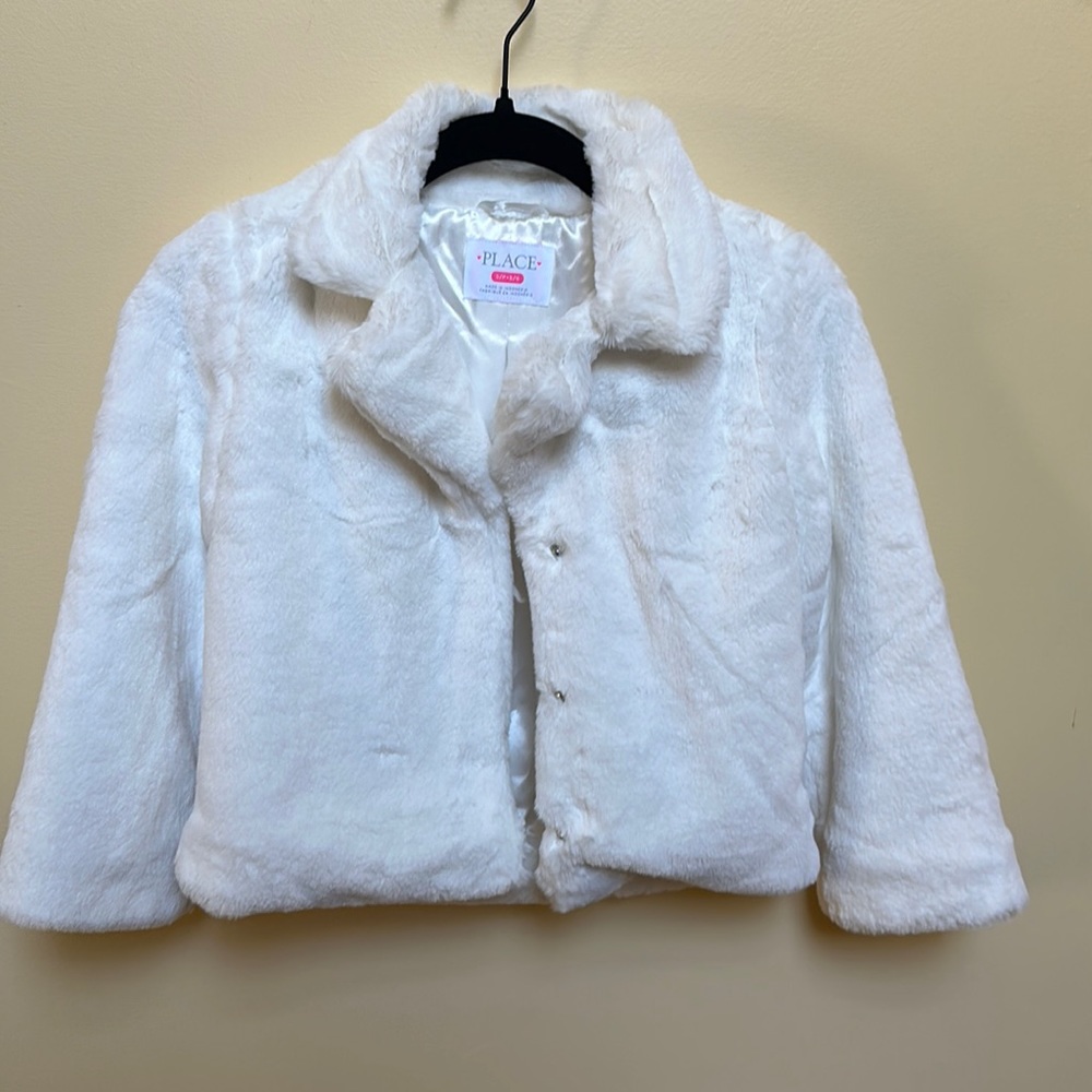 Girl white fur jacket/ coat